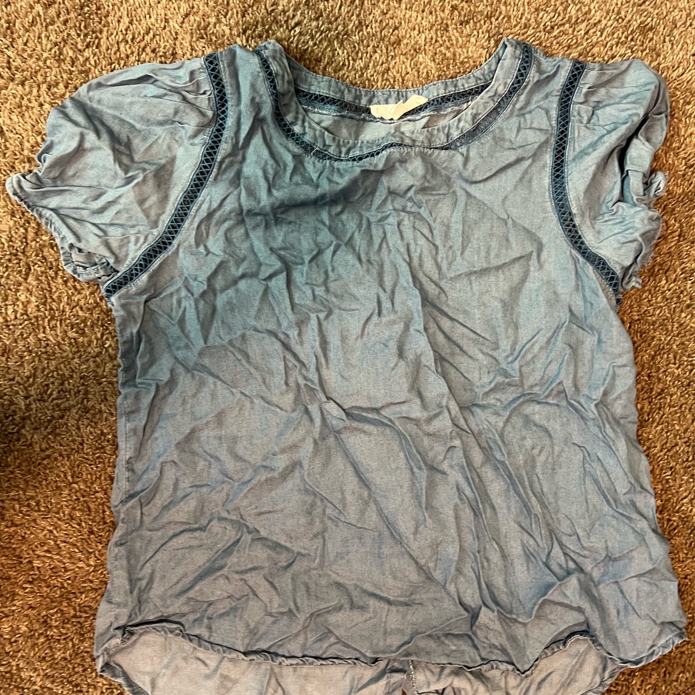 Medium wash casual jean blouse